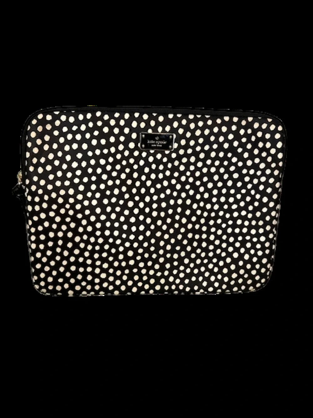 Kate Spade Black White Polka Dot Nylon Half Zip Laptop Case Sleeve Women